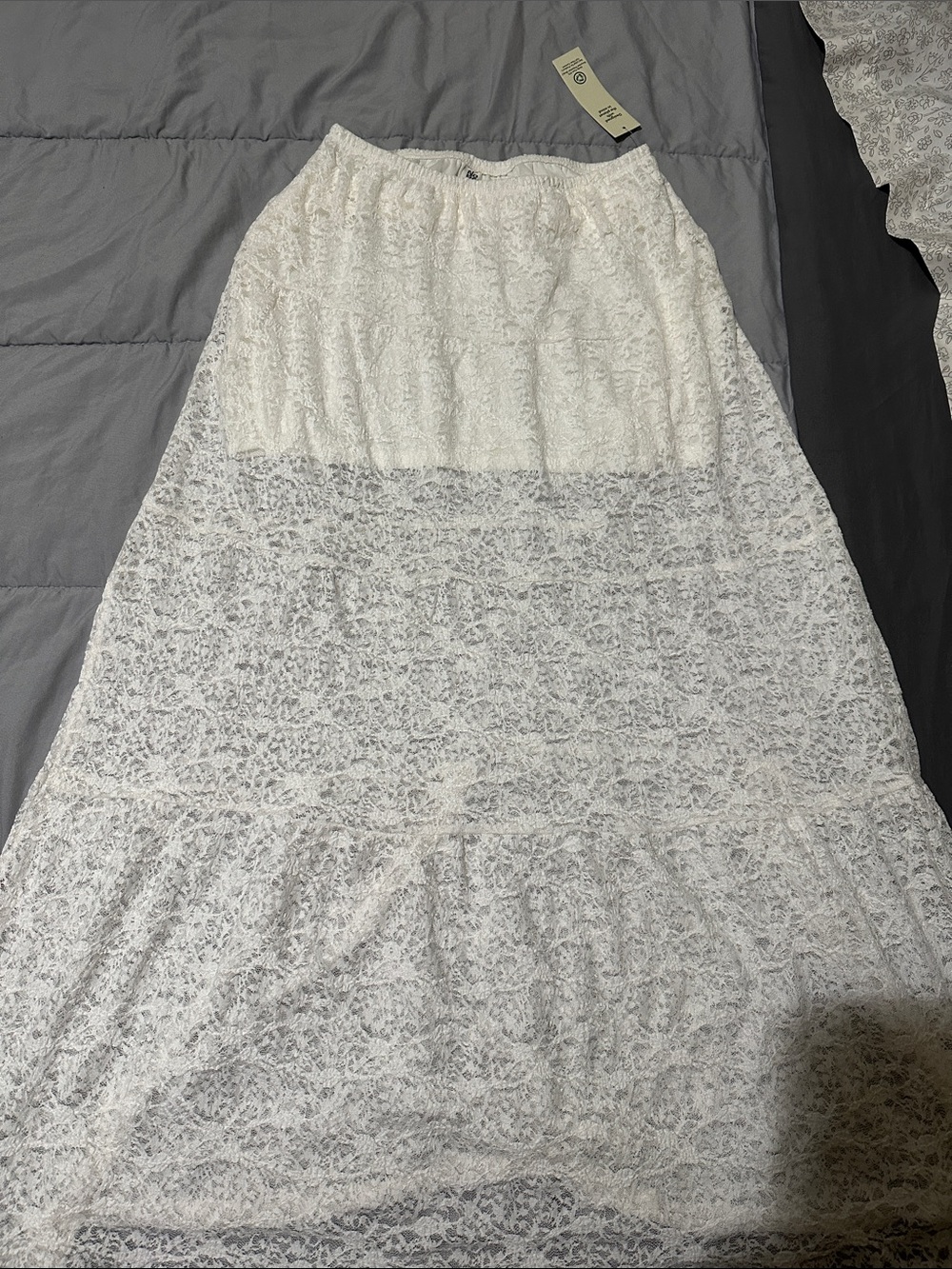 No Boundaries White Lace Maxi Skirt - Tiered Overlay